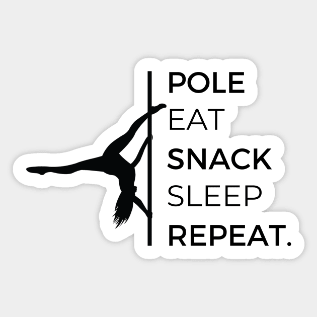 Pole Eat Snack Sleep Repeat - White Sticker by TheCorporateGoth